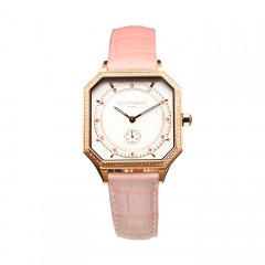 Sport watch - PG PVD Steel Case, 84 Diamonds, Lotus Pink Leather Strap